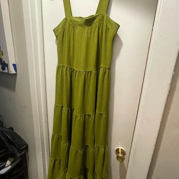 strapless open back dress Blythe Metallic Plisse Midi Dress